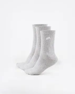 Elite Wolf Head Crew Socks - 3 Pack Grey