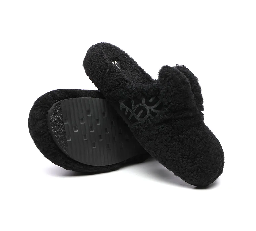 EVERAU Sheepskin Wool Slippers Women, Fluffy Bunny Slippers