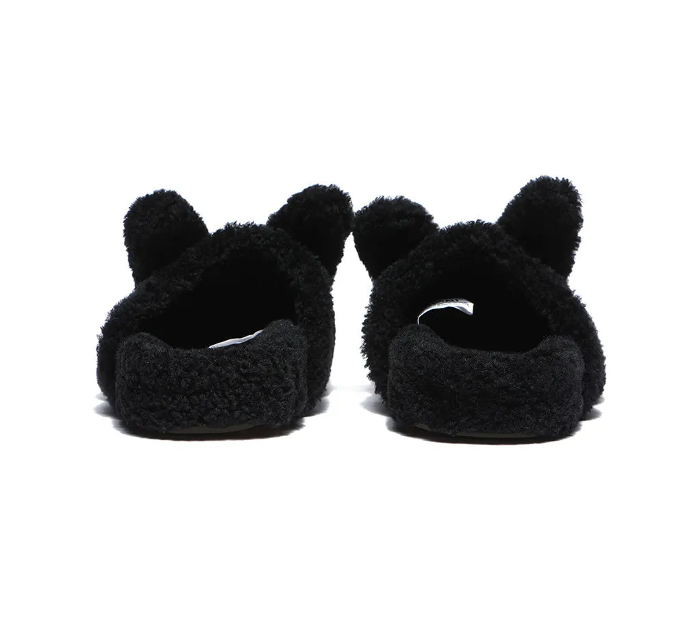 EVERAU Sheepskin Wool Slippers Women, Fluffy Bunny Slippers