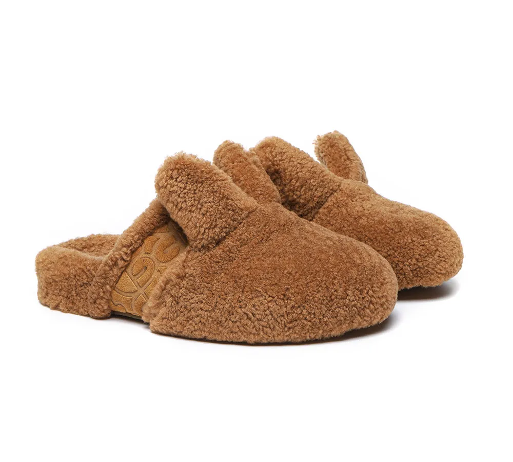 EVERAU Sheepskin Wool Slippers Women, Fluffy Bunny Slippers