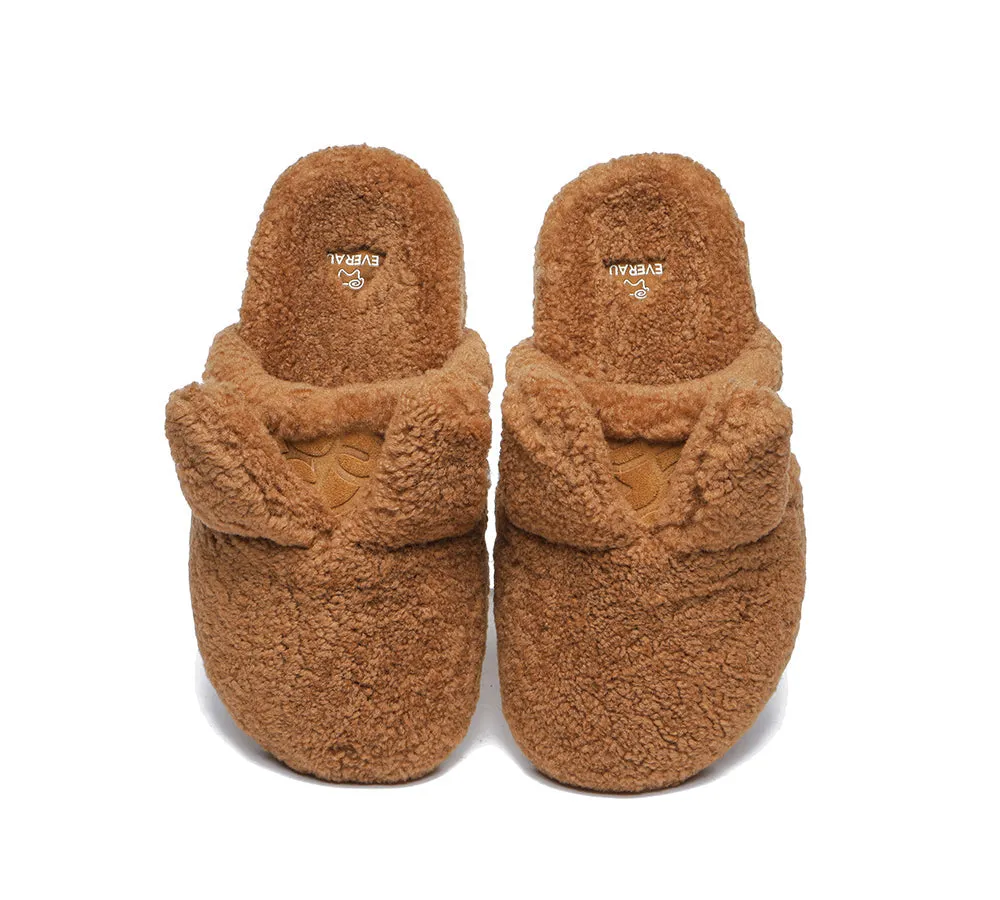 EVERAU Sheepskin Wool Slippers Women, Fluffy Bunny Slippers