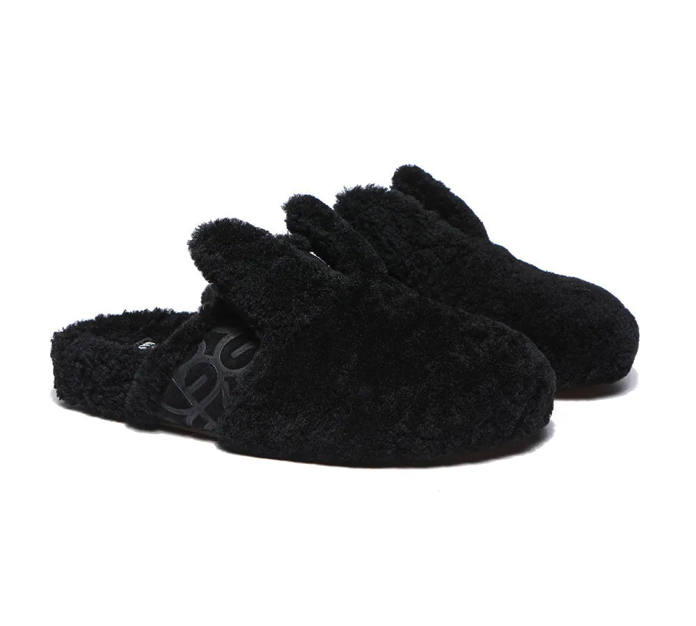 EVERAU Sheepskin Wool Slippers Women, Fluffy Bunny Slippers