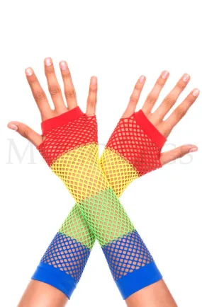 Fishnet Gloves Rainbow Long