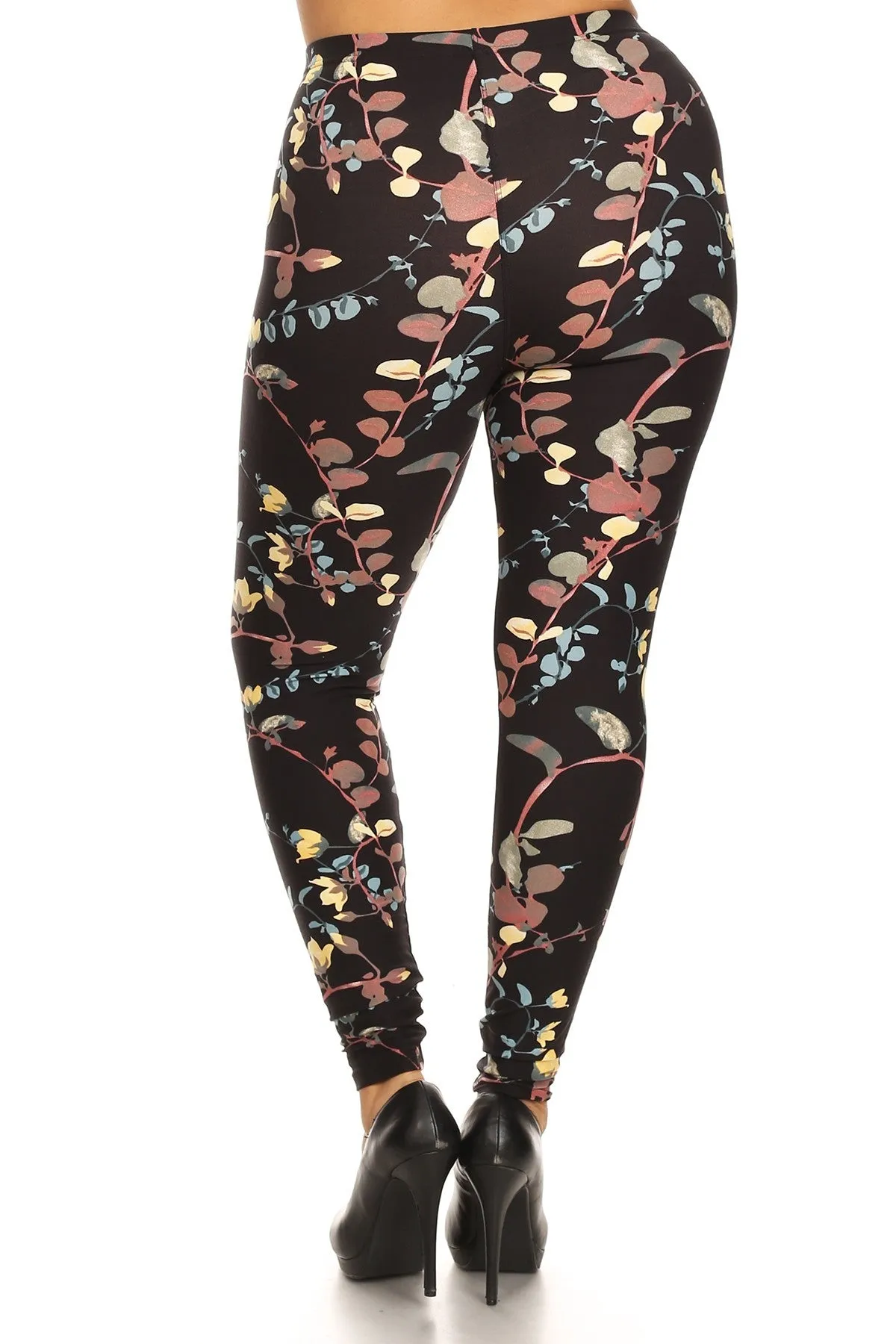 Floral Plus Size Leggings for Slim Fit