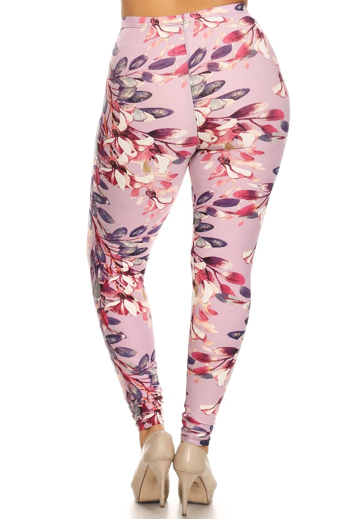 Floral Print Plus Size Leggings.