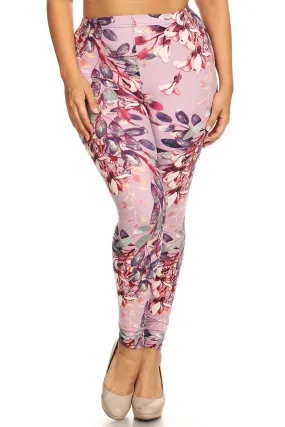 Floral Print Plus Size Leggings.