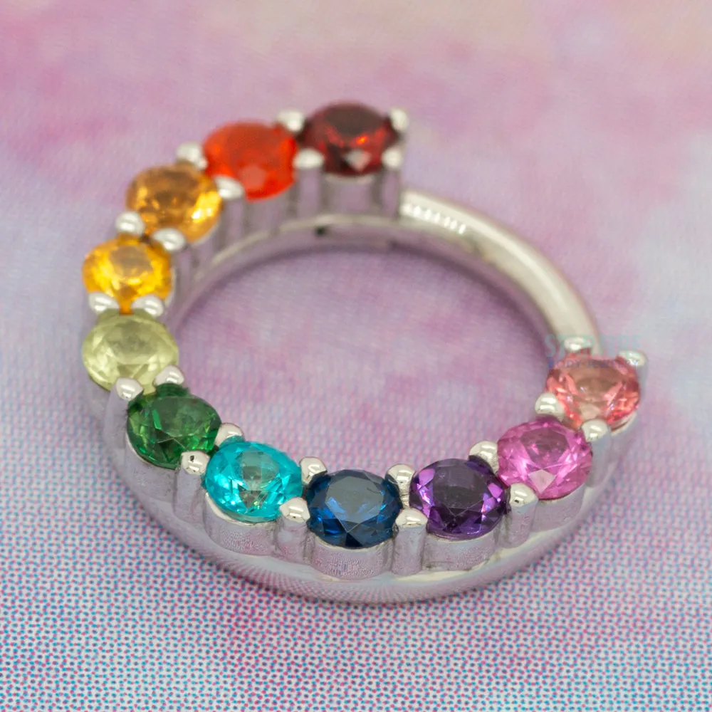 Gem Oaktier Hinge Ring in Gold Rainbow with Genuine Gemstones