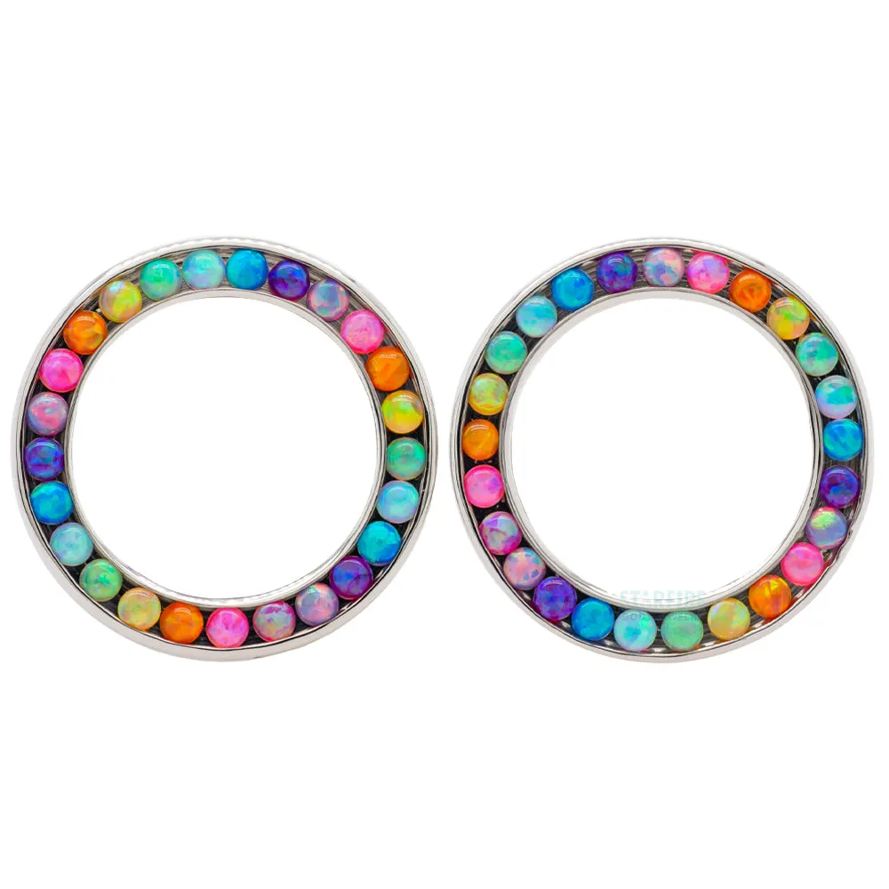 Gemmed Eyelets with Cabochon Opals - Rainbow