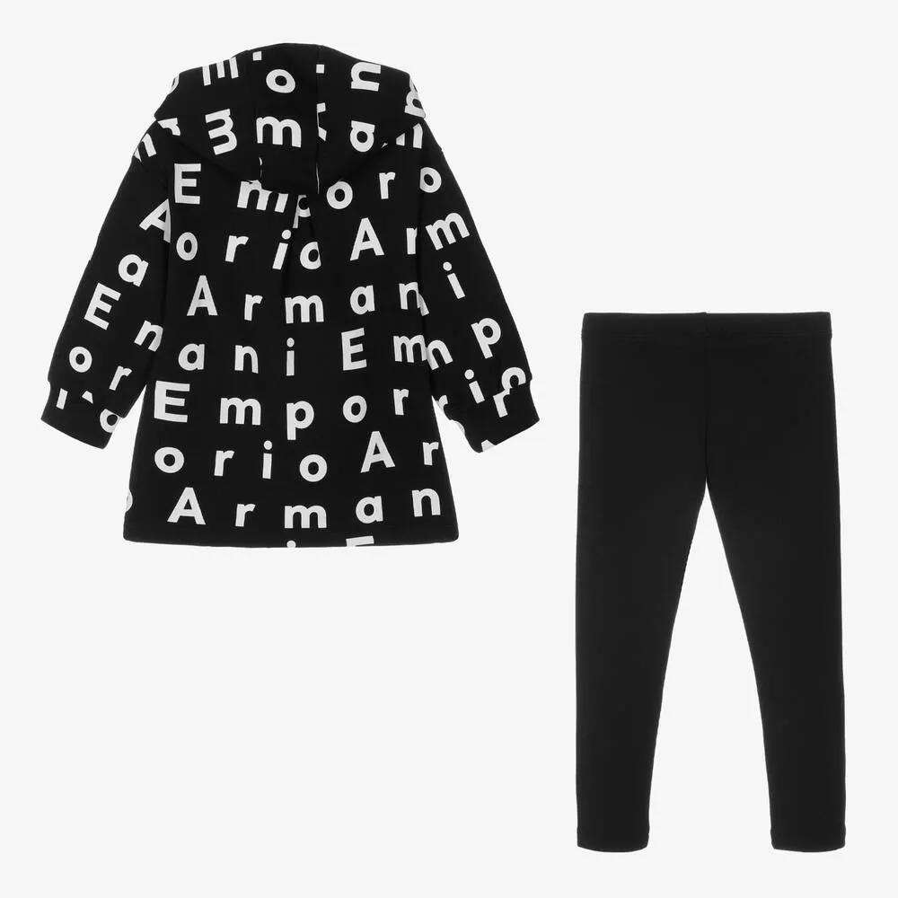 Girls Black Logo Leggings Set