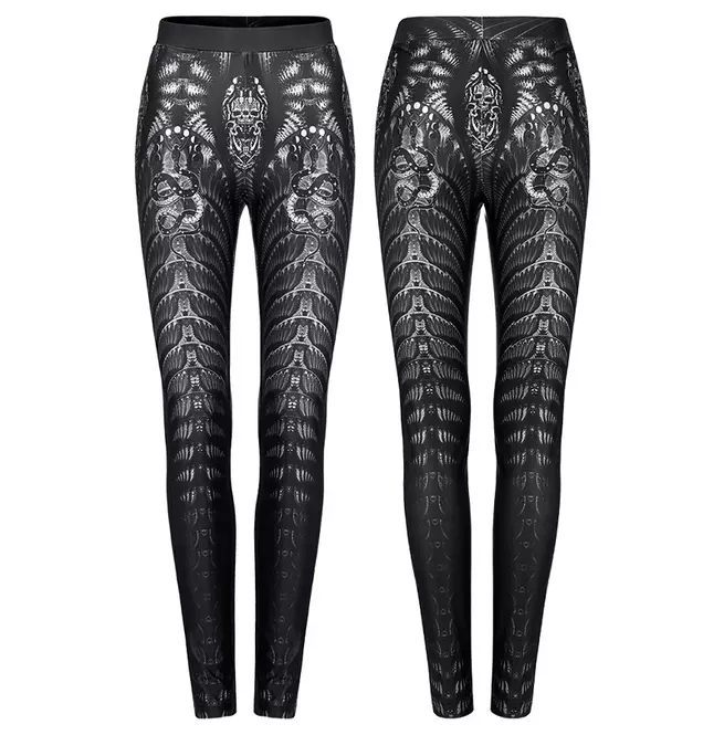 Gothic Women's Black Skeleton Print Leggings