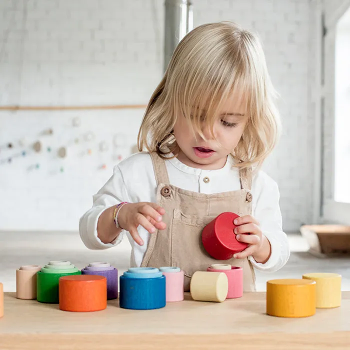 Grapat Wooden Nesting Bowls Rainbow