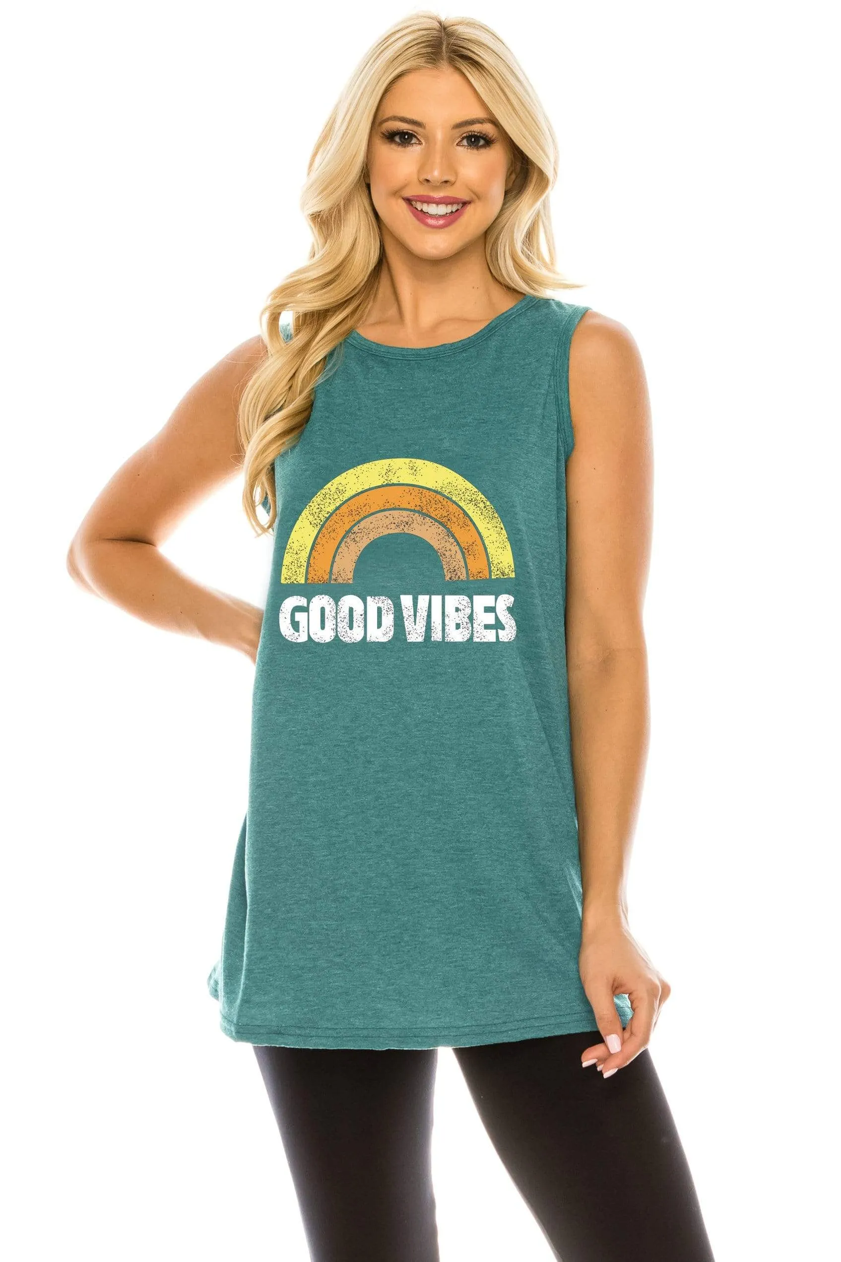 Haute Edition Women's Good Vibes Tank Top - Plus Size Options