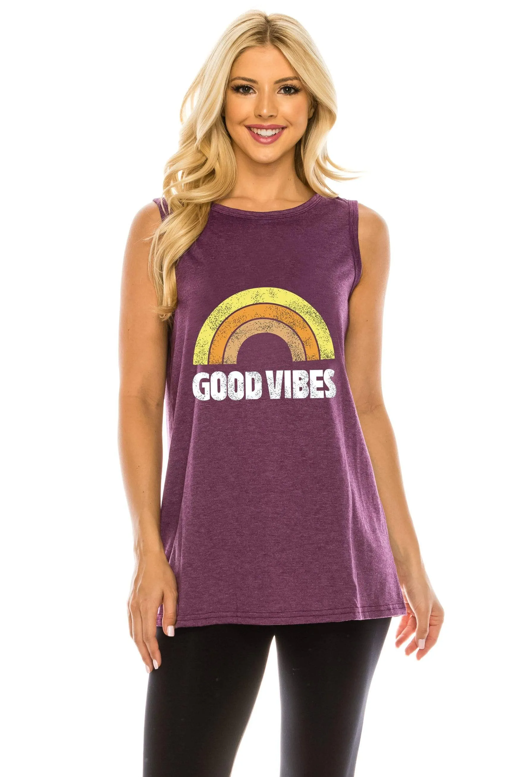 Haute Edition Women's Good Vibes Tank Top - Plus Size Options