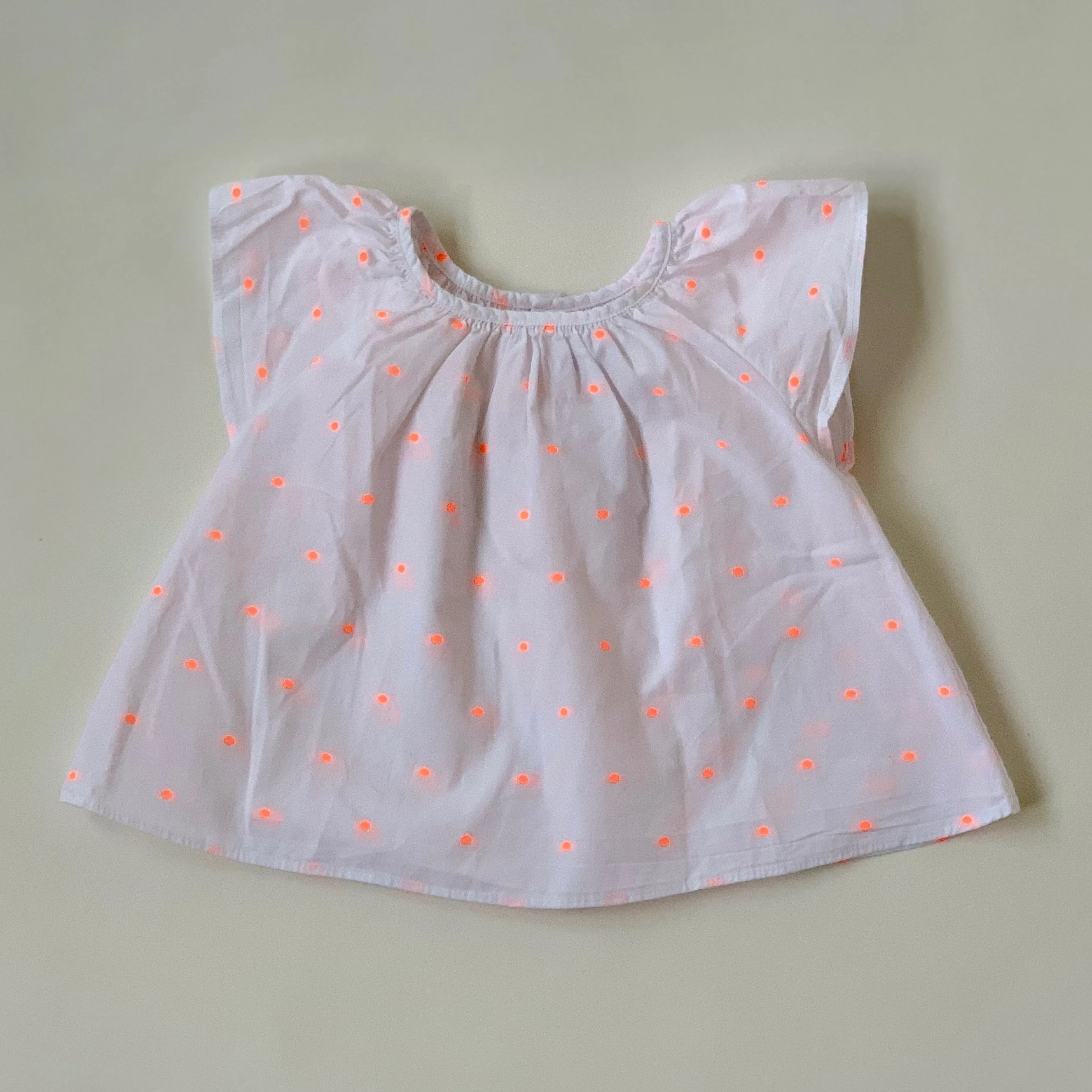 Jacadi White Neon Polka Dot Blouse, Size 12 Months