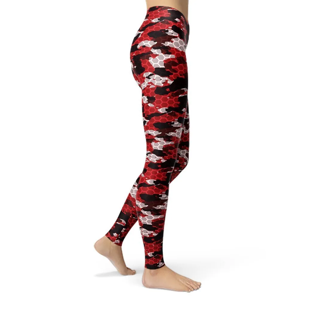 Jean Red Hex Camouflage Leggings