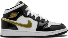 Jordan Kids Air Jordan 1 Mid SE Black Gold Patent Leather sneakers