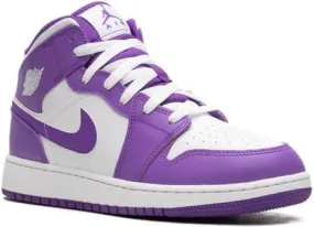 Jordan Kids Air Jordan 1 Mid White Purple sneakers