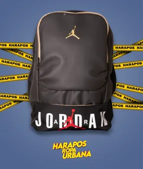 Jordan Leather Backpack - Lead/Black with Gold Logo.