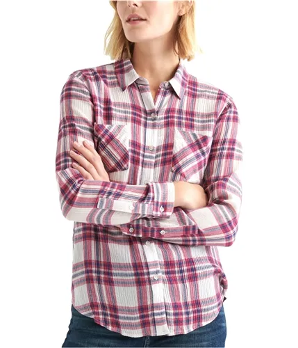 Lucky Brand Womens Plaid Button Up Shirt, TW1