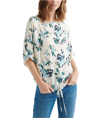 Lucky Brand Womens Tie Hem Pullover Blouse