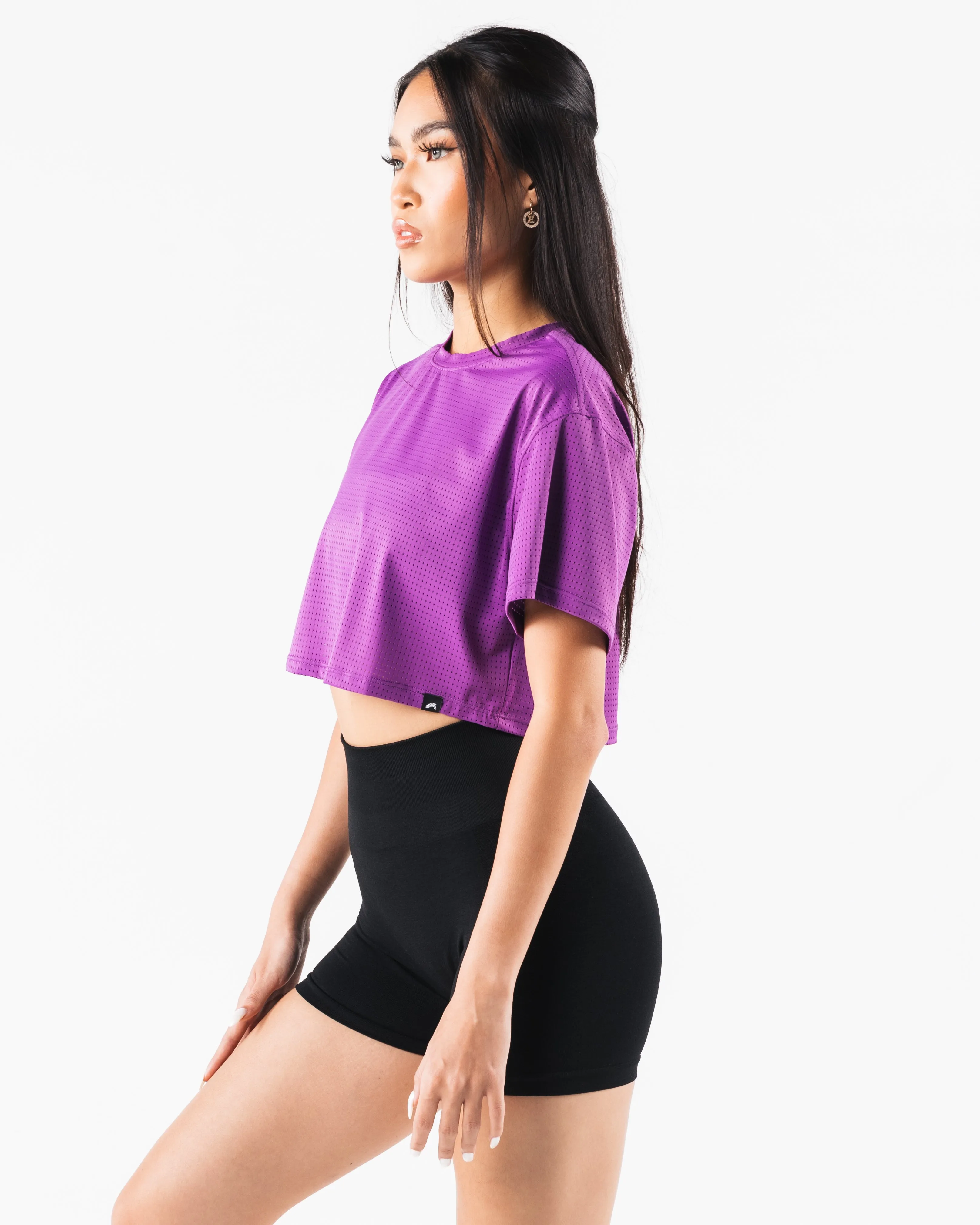 Margo Mesh Crop Tee - Blaze, Women's Fashion Top, Available in Blaze Color.