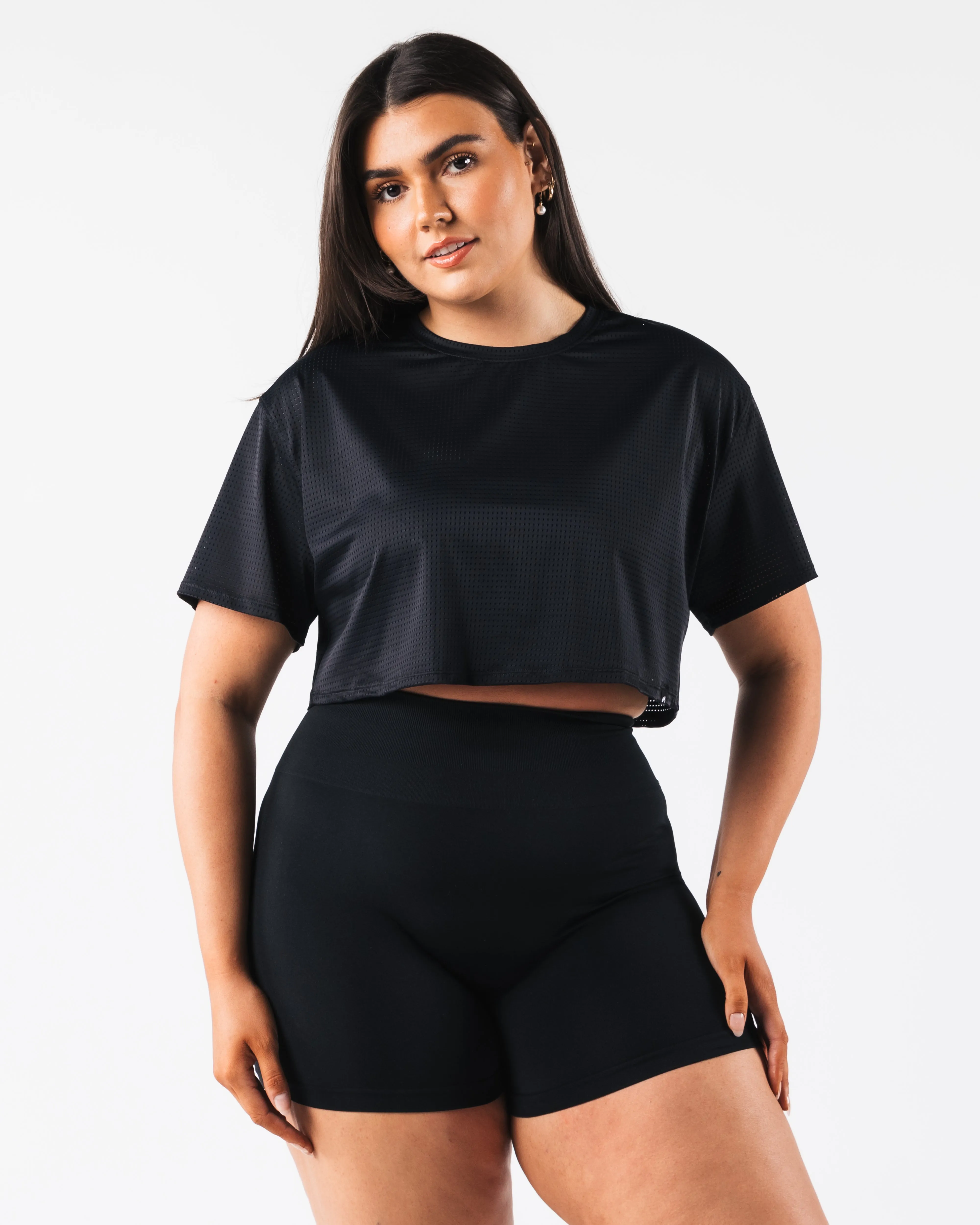 Margo Mesh Crop Top - Black