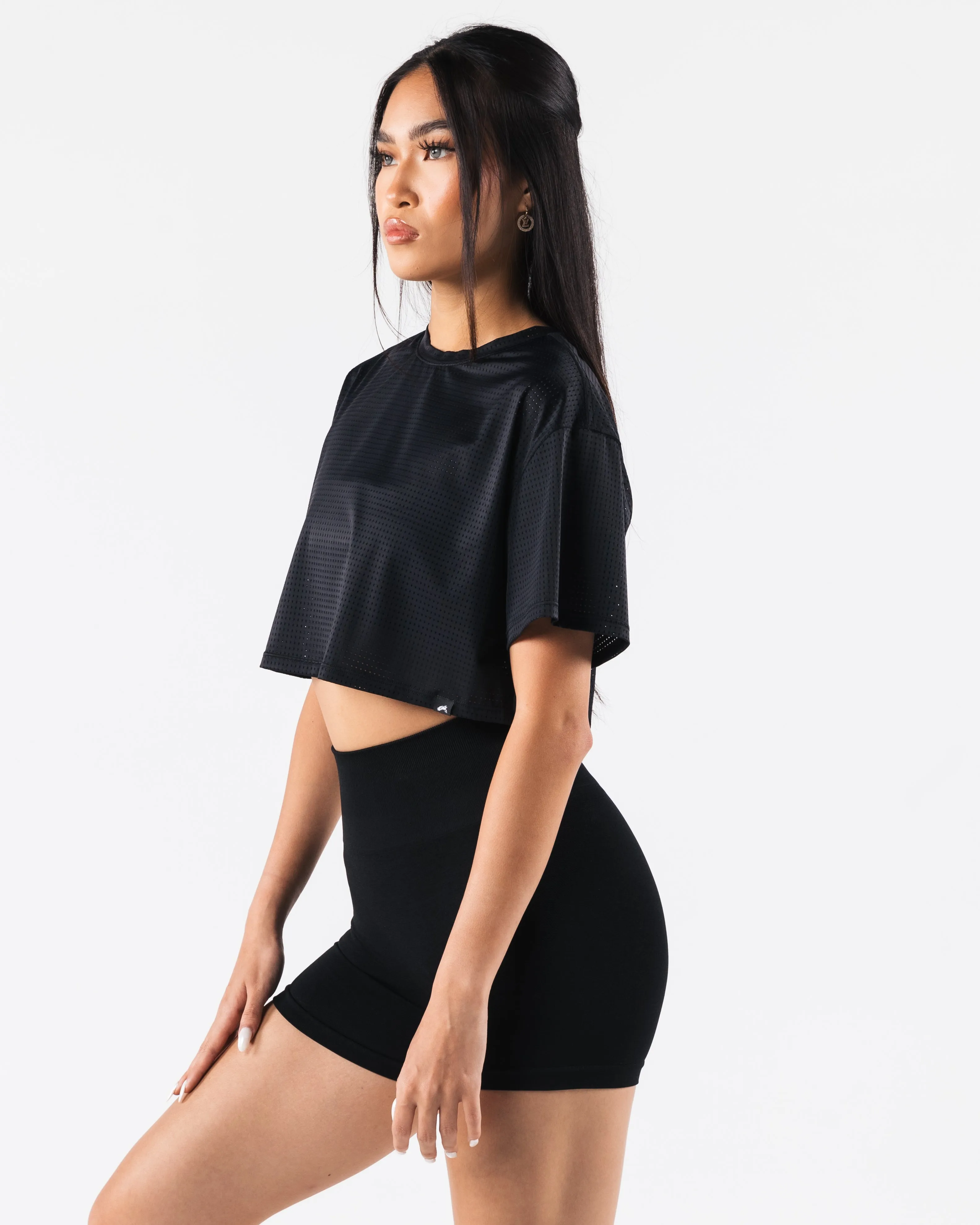 Margo Mesh Crop Top - Black