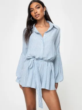 Megz Long Sleeve Playsuit Blue