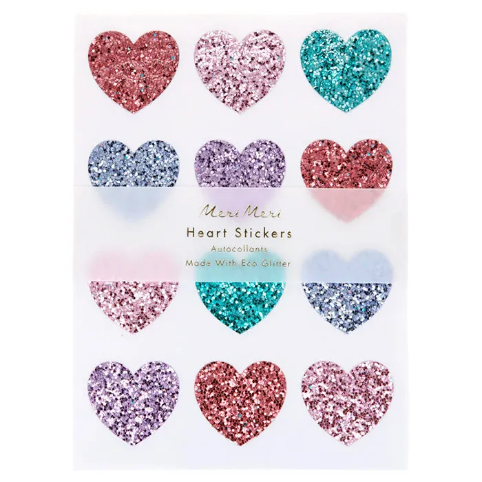 Meri Meri Rainbow Glitter Heart Stickers