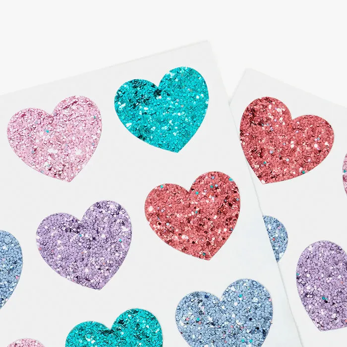 Meri Meri Rainbow Glitter Heart Stickers