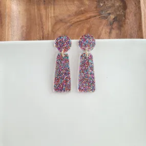 Mia Glitter Earrings - Rainbow Sparkle