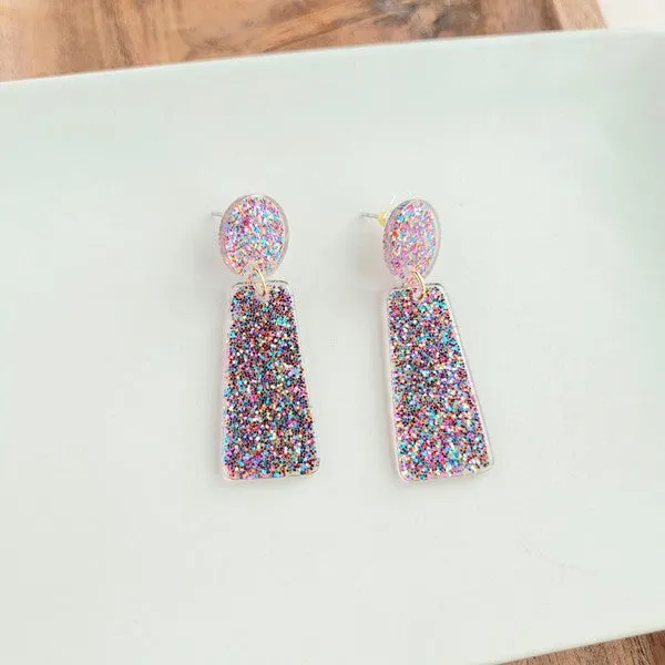 Mia Glitter Earrings - Rainbow Sparkle