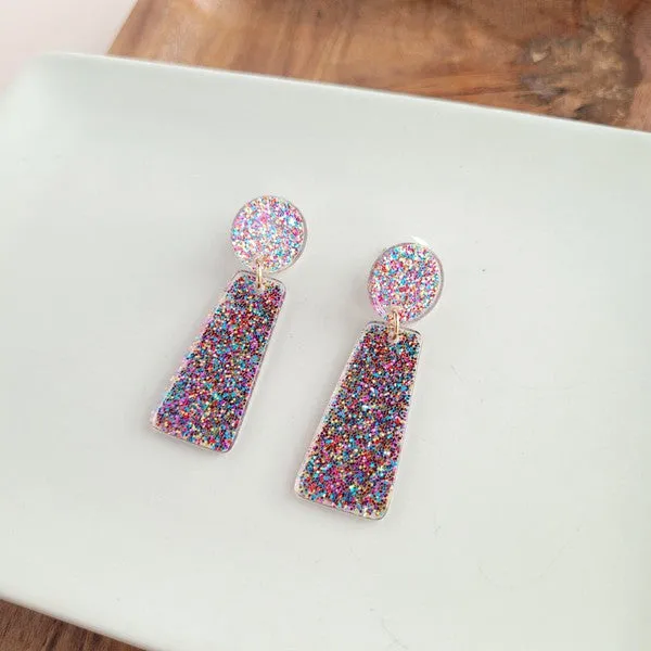 Mia Glitter Earrings - Rainbow Sparkle