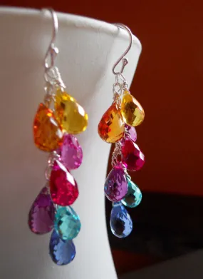 Multi color quartz teardrop earrings - Vibrant Gemstone Jewelry