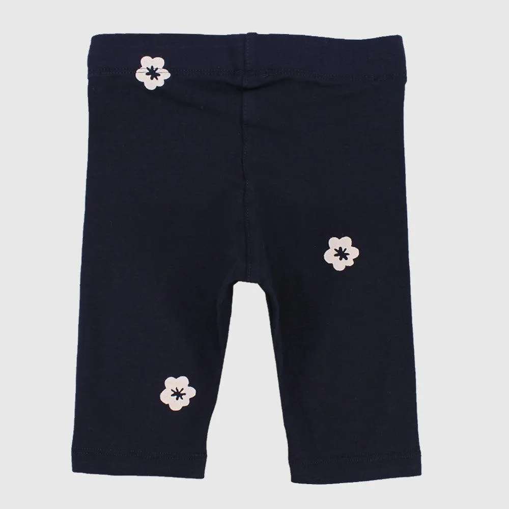 Navy Floral Print Cropped Leggings.