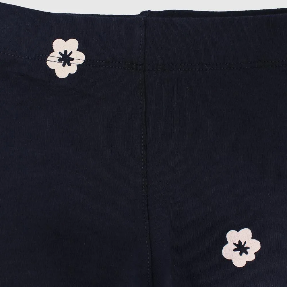 Navy Floral Print Cropped Leggings.