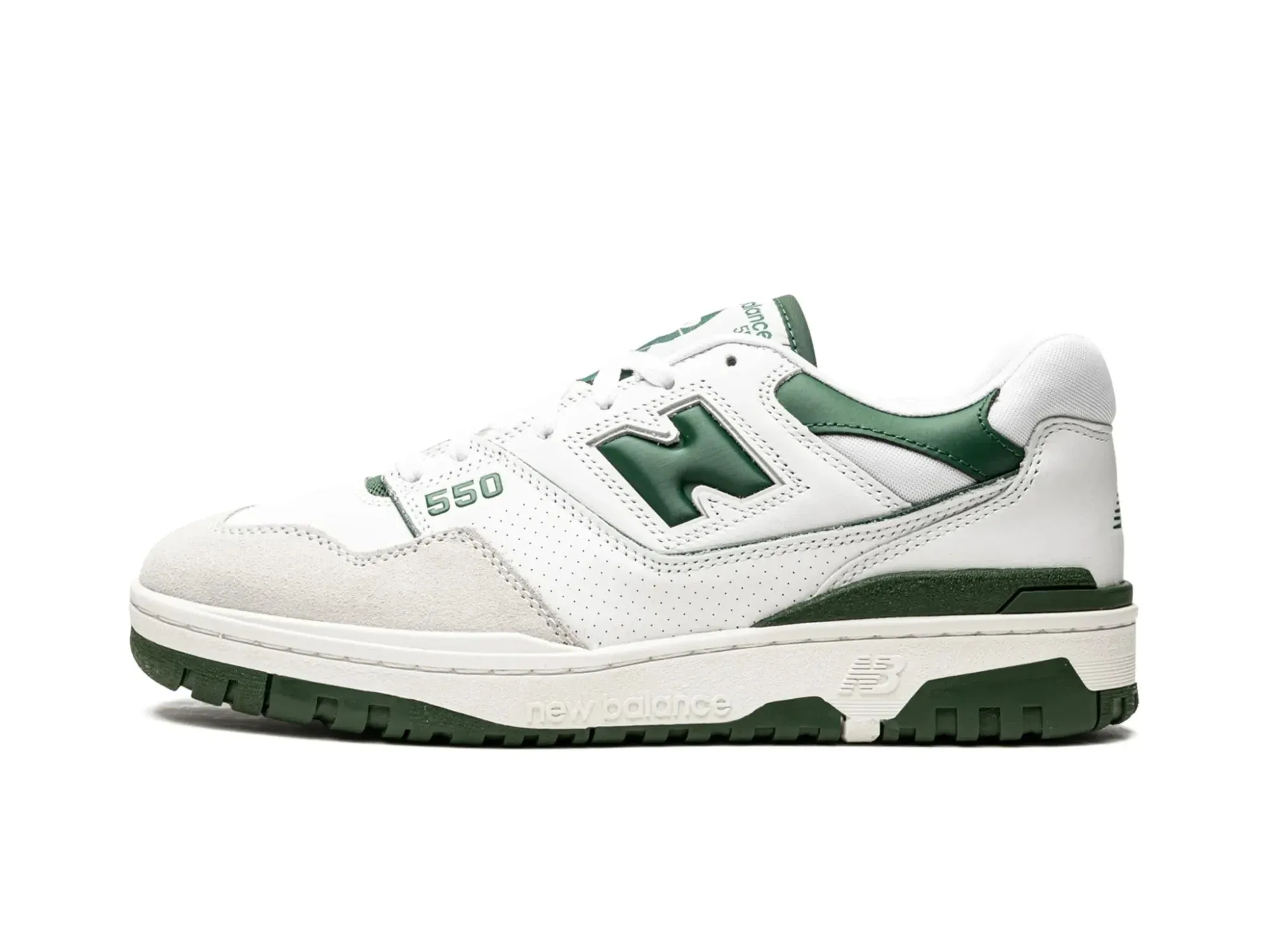 New Balance 550 shoes in white and green