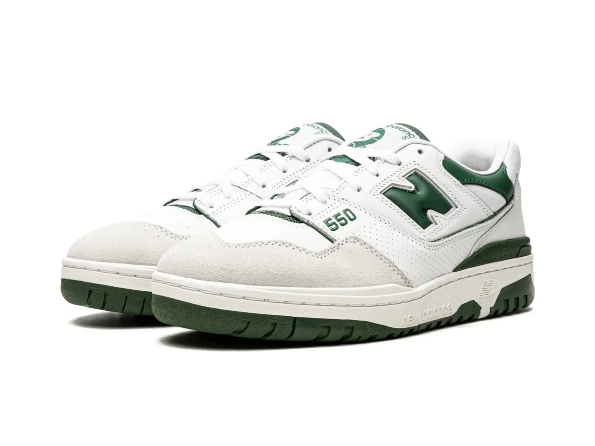 New Balance 550 shoes in white and green