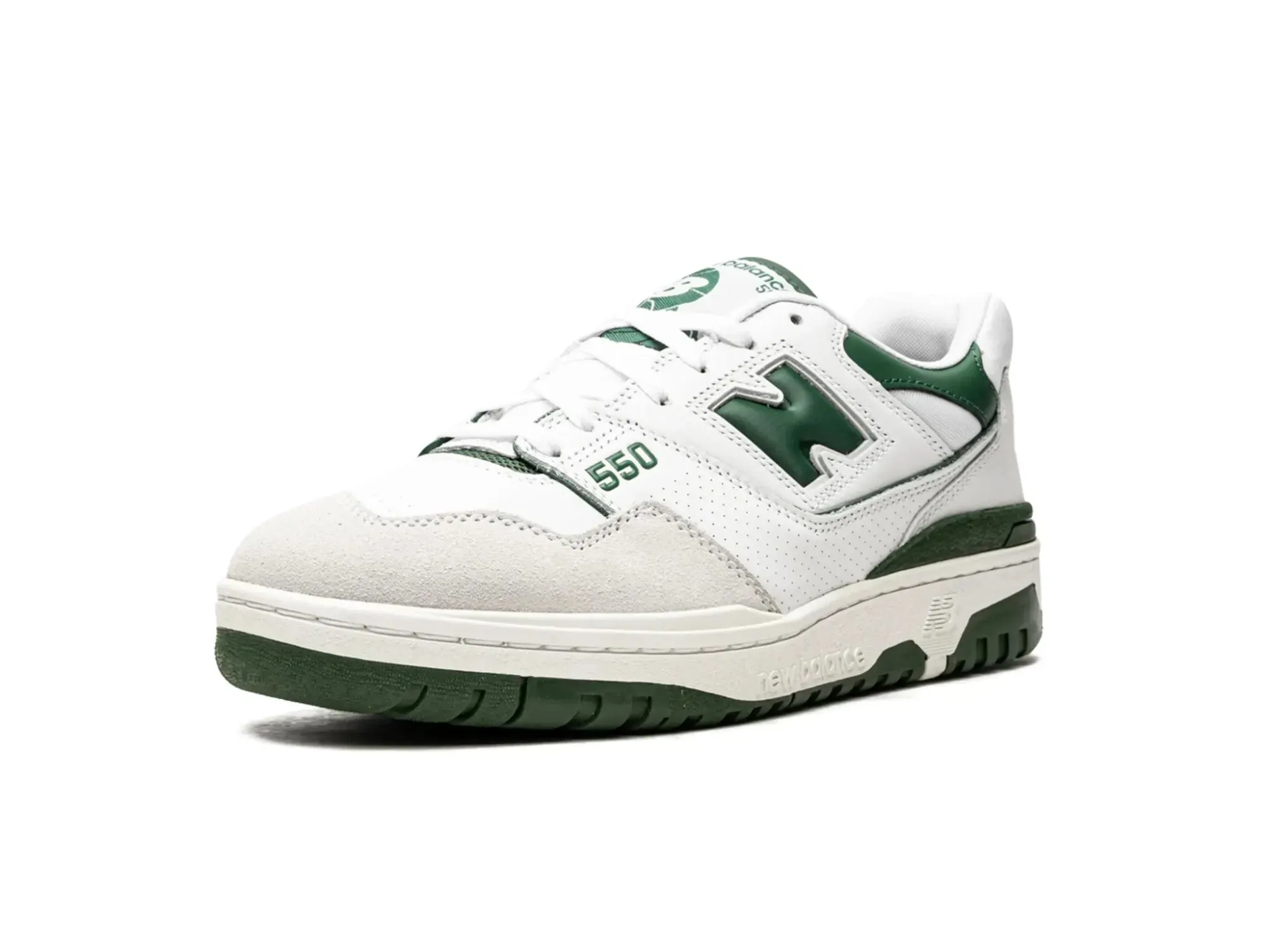 New Balance 550 shoes in white and green