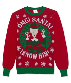 New Line Productions, Inc. Mens Omg Santa Knit Sweater