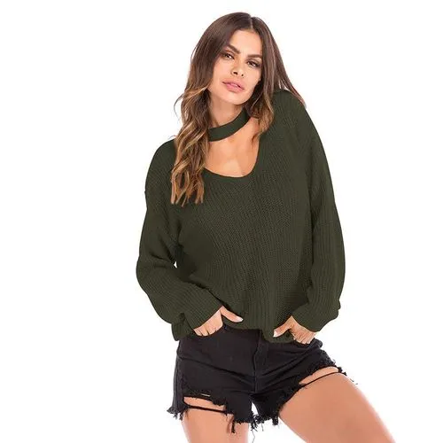 New V-neck Loose Knit Sweater Nhtk151856