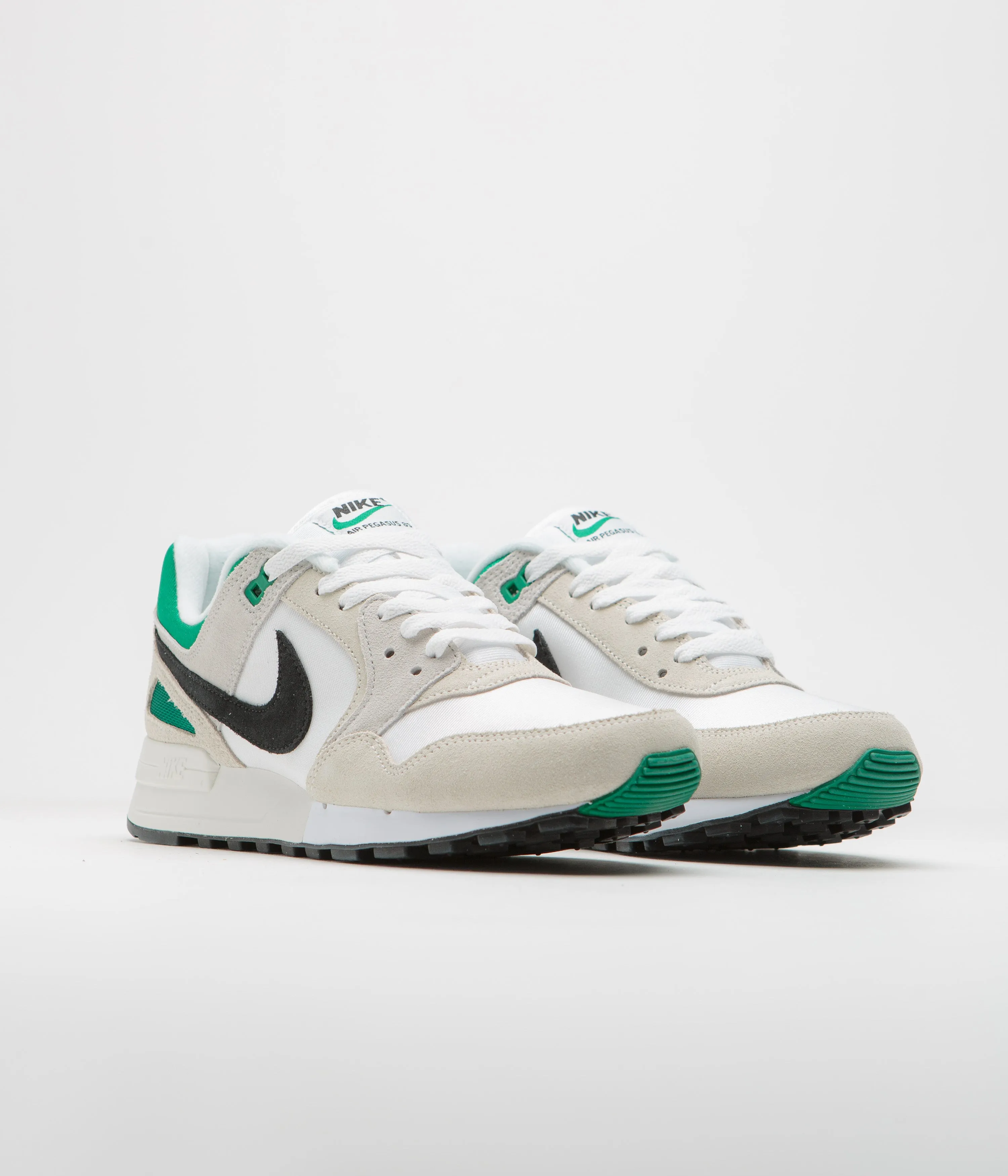 Nike Air Pegasus 89 Shoes in White and Black, Malachite, Photon Dust