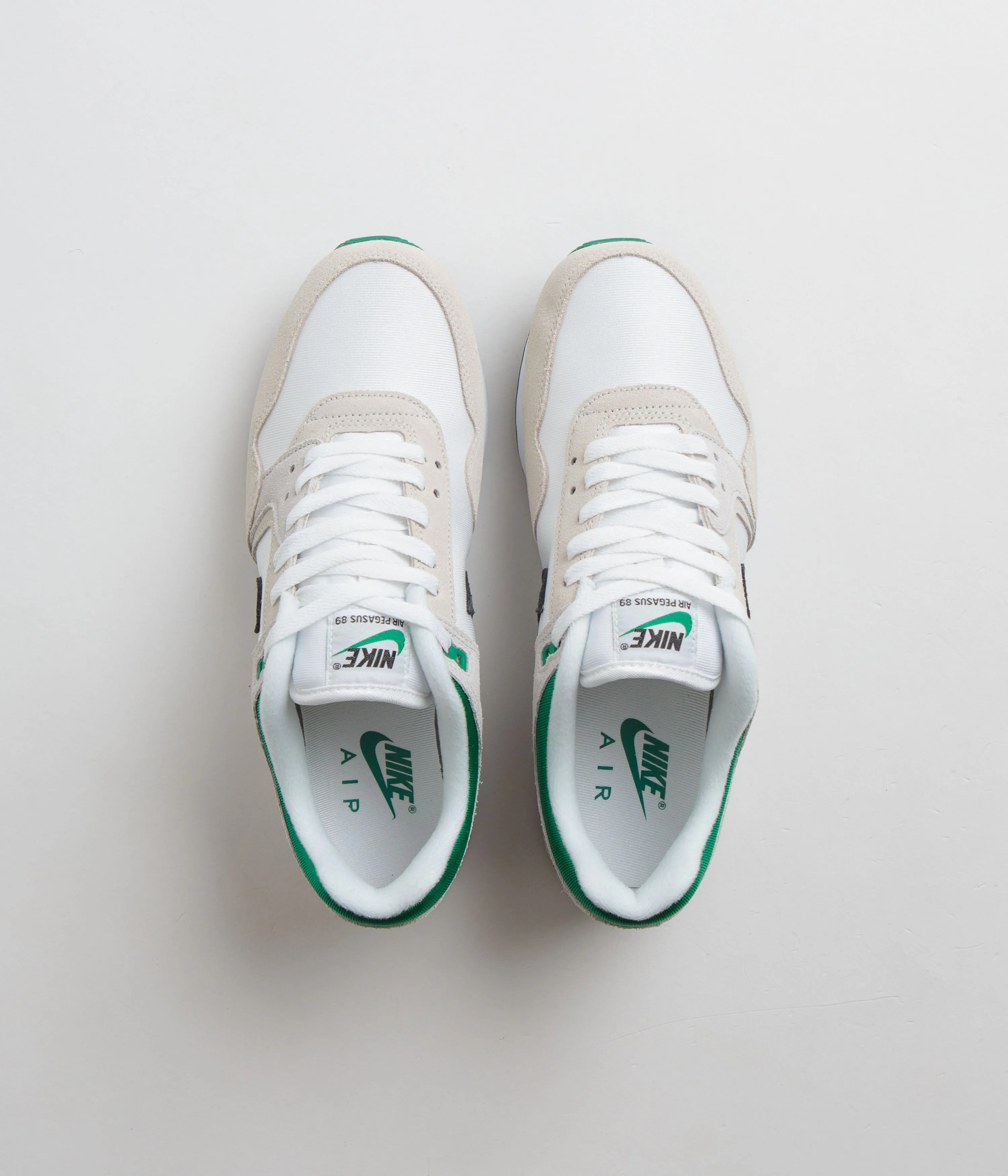 Nike Air Pegasus 89 Shoes in White and Black, Malachite, Photon Dust