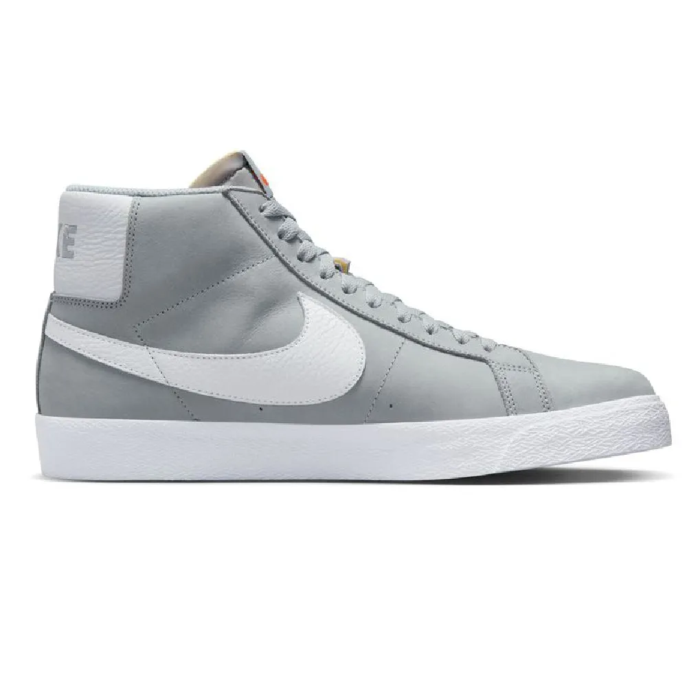 Nike SB Blazer Mid Wolf Grey White sneakers.