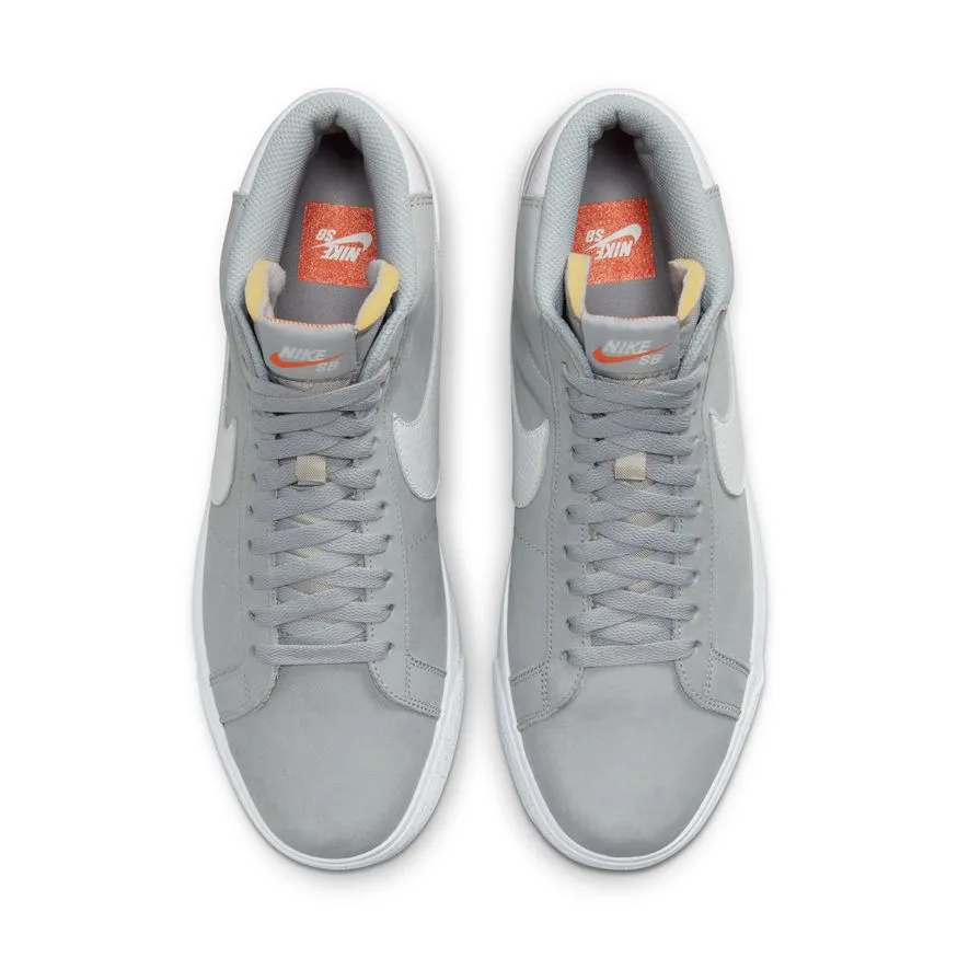 Nike SB Blazer Mid Wolf Grey White sneakers.