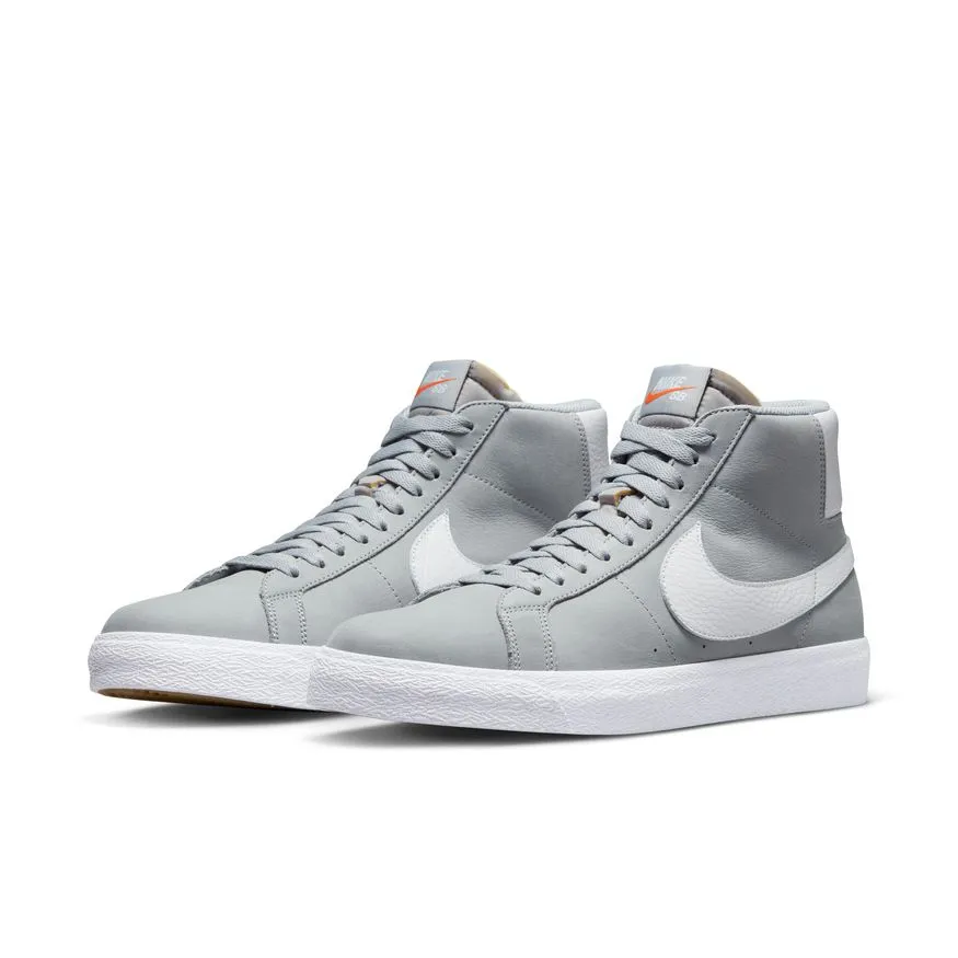 Nike SB Blazer Mid Wolf Grey White sneakers.