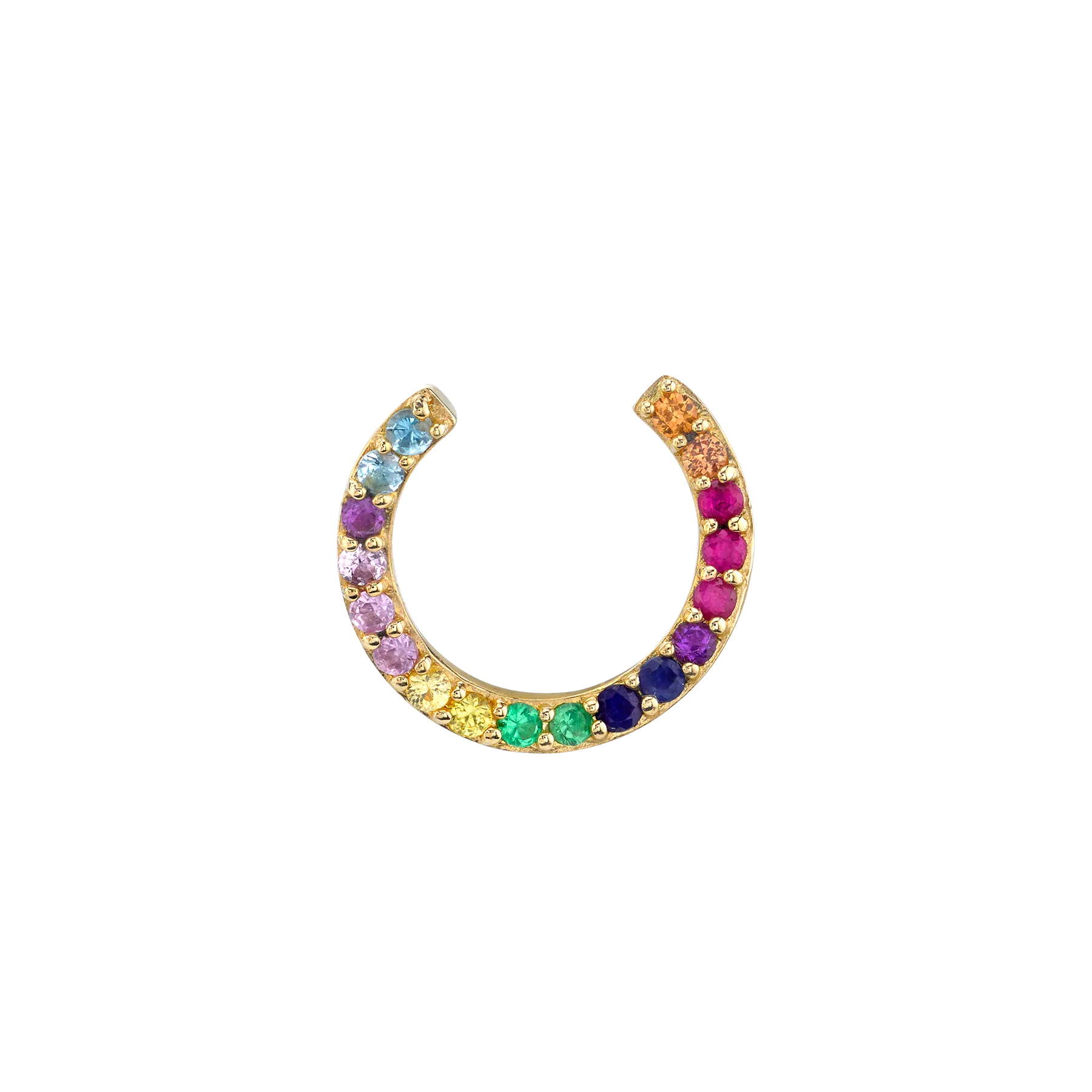 Open Hoop Earring - Rainbow / 14k Yellow Gold