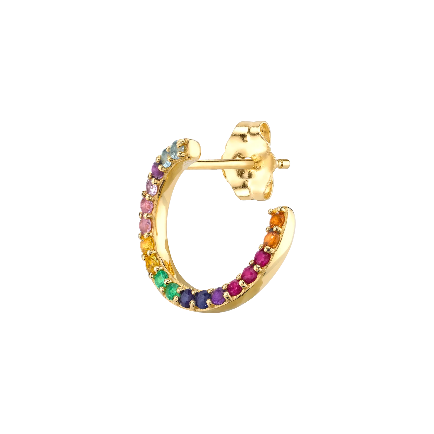 Open Hoop Earring - Rainbow / 14k Yellow Gold