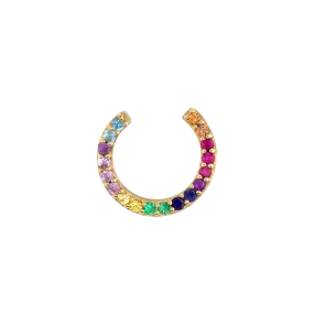 Open Hoop Earring - Rainbow / 14k Yellow Gold