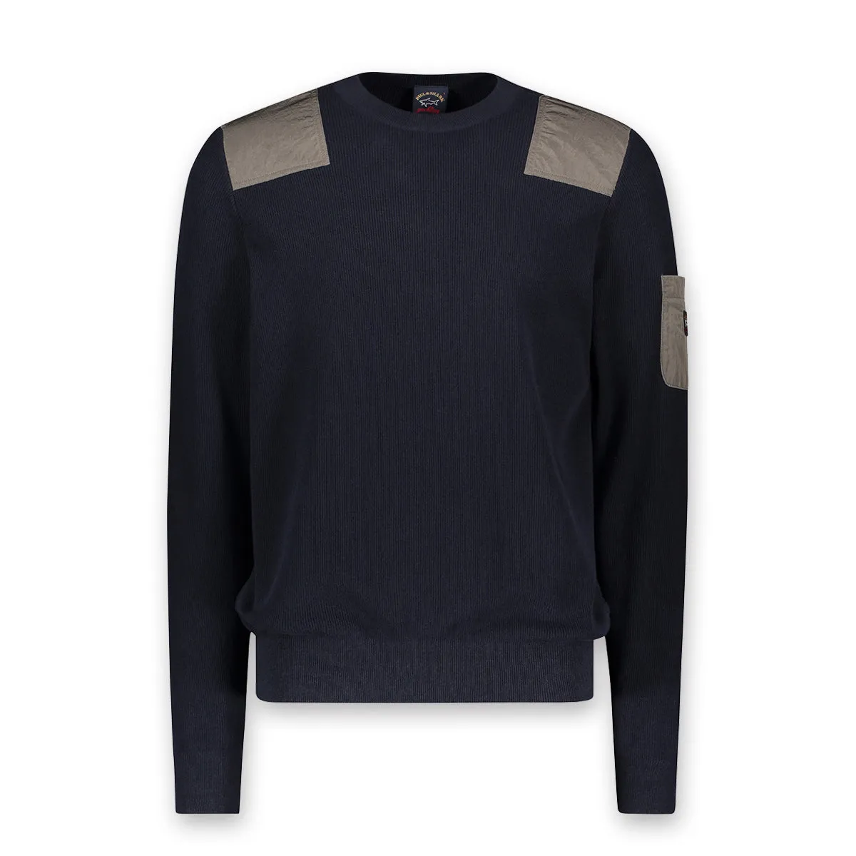 Paul & Shark - Crew Neck ECONYL Nylon Trim Jumper in Navy